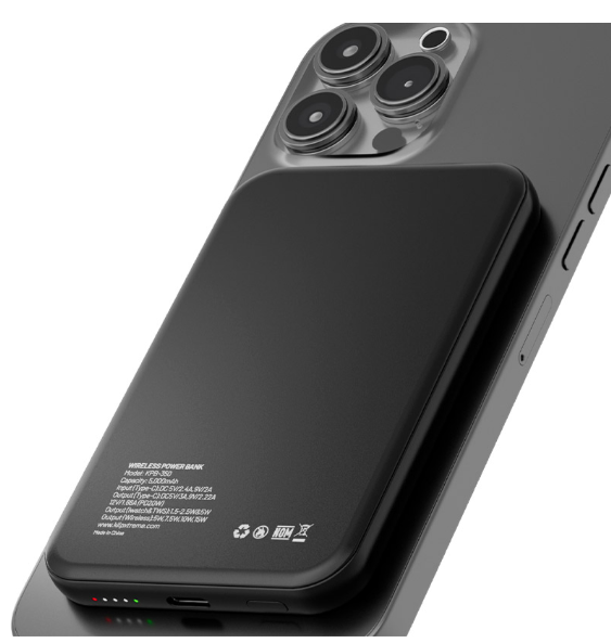 CARGADOR KLIPX POWERBANK WIRELESS MAGNETIC 5K/USB-C BLACK (KPB-350)
