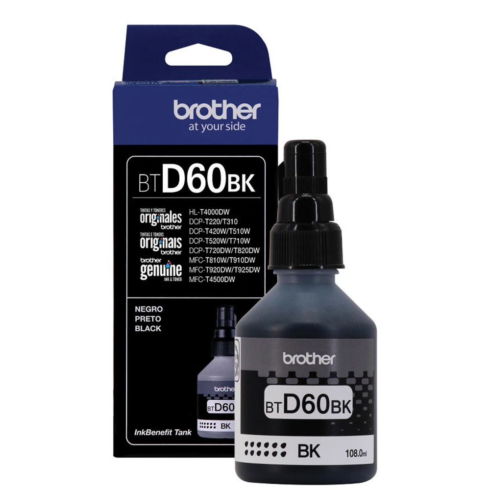 BOTELLA DE TINTA BROTHER PARA T810W/T510W/T710W/T910DW BLACK (BTD60BK)