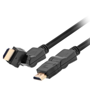 CABLE XTECH 6FT HDMI PIVOTING/SWIVEL MALE TO MALE BLACK (XTC-606)