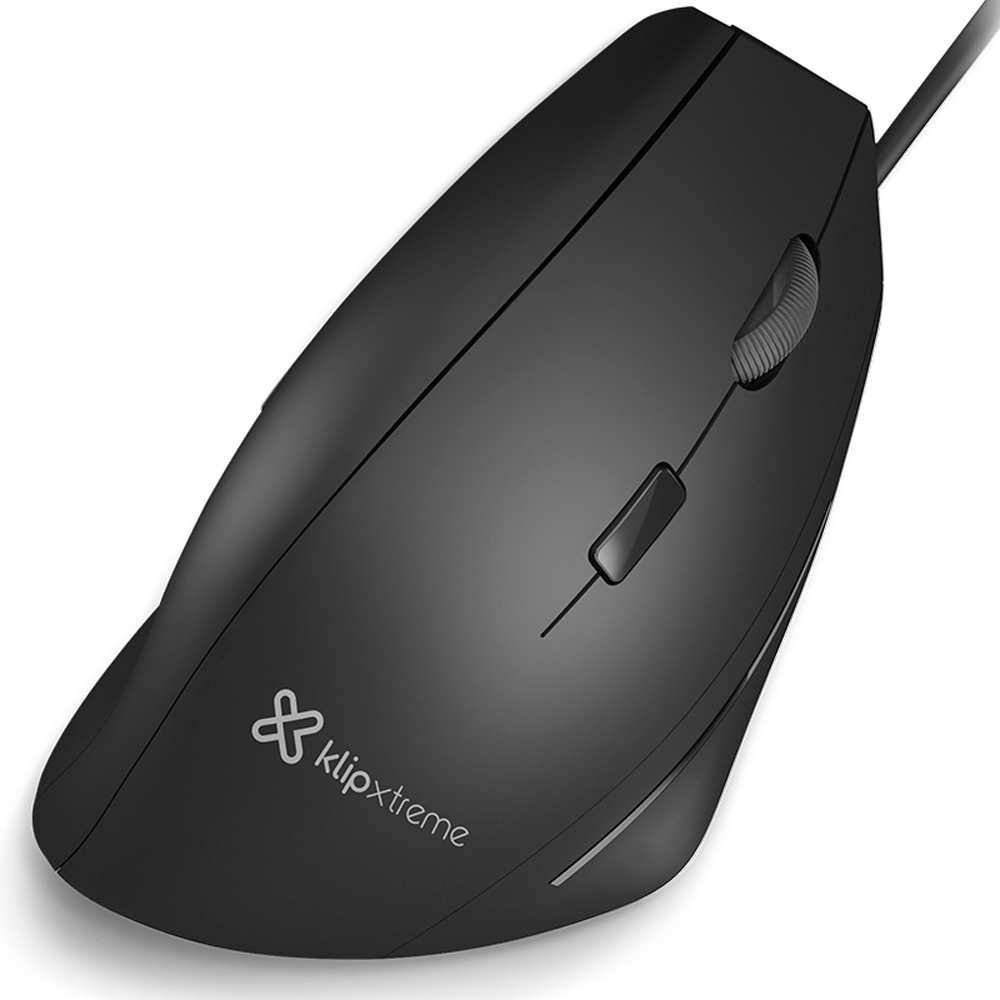 MOUSE KLIPX ERGONOMIC VERTICAL 1000/1600 DPI USB BLACK (KMO-505)