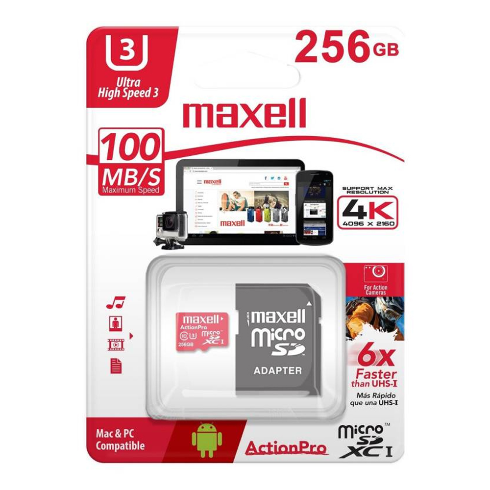 MEMORIA SD MAXELL 256GB/UHS-3/MCSD-256U3/MICRO CON ADAPTADOR (348444)