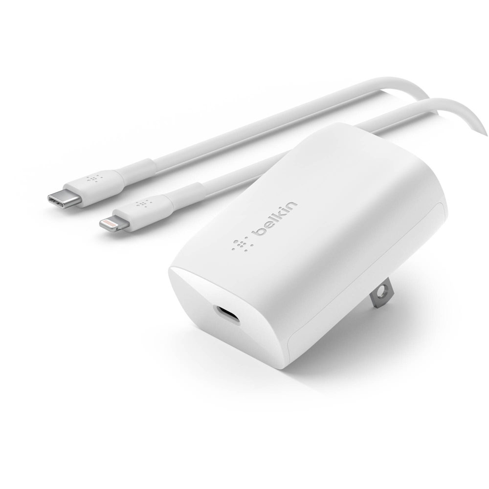 ADAPTADOR BELKIN WALL CHARGER 30W CON CABLE USB-C TO LGT WHITE (WCA005DQ1MWH-B5)