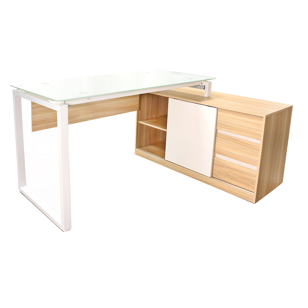 MUEBLE (PC) STARKEN GLASS TOP WHITE /WALNUT  (CT-3863)