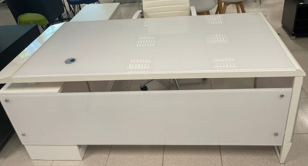 ESCRITORIO EJECUTIVO STARKEN GLASS TOP 1.8M WHITE (DC-B1301)