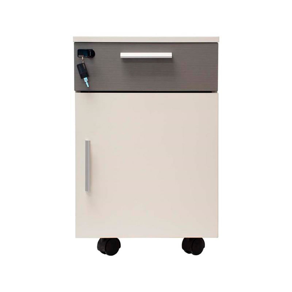 ARCHIVO STARKEN DE 1 GAVETA MÁS CABINA EN MELAMINE WHITE-GRAY (LB-H0101)