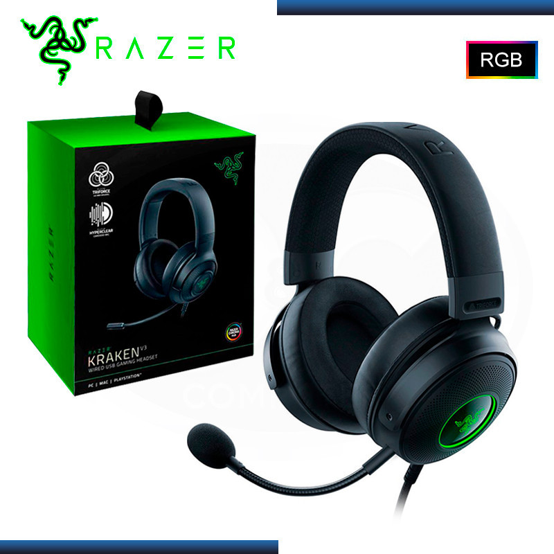 HEADSET GAMING RAZER KRAKEN V3 WIRED USB BLACK (RZ04-03770200-R3U1)