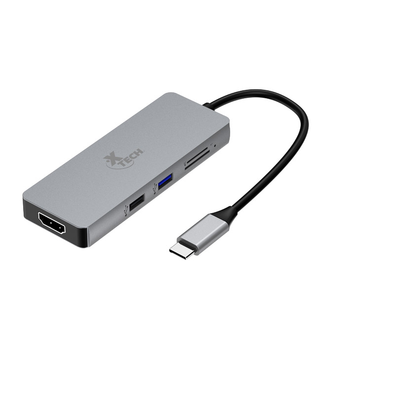 HUB XTECH MULTIPUERTO 5 IN 1 USB-C TO HDMI/USB FEMALE/USB 3.0/SD/MICRO SD (XTC-564)