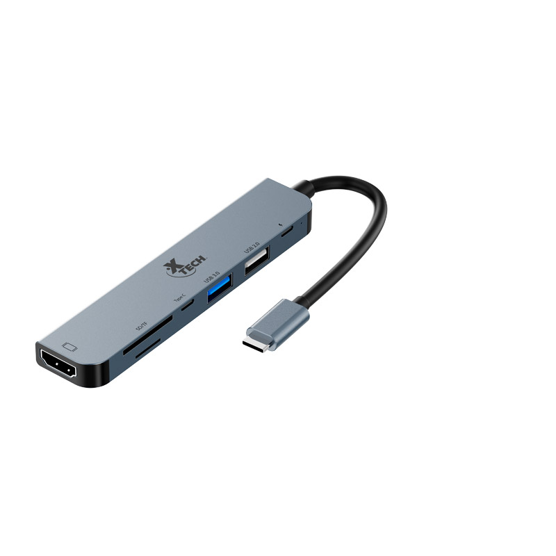 ADAPTADOR XTECH MULTIPUERTOS USB-C 7-EN-1 SILVER (XTC-571) (AB005XTK18)