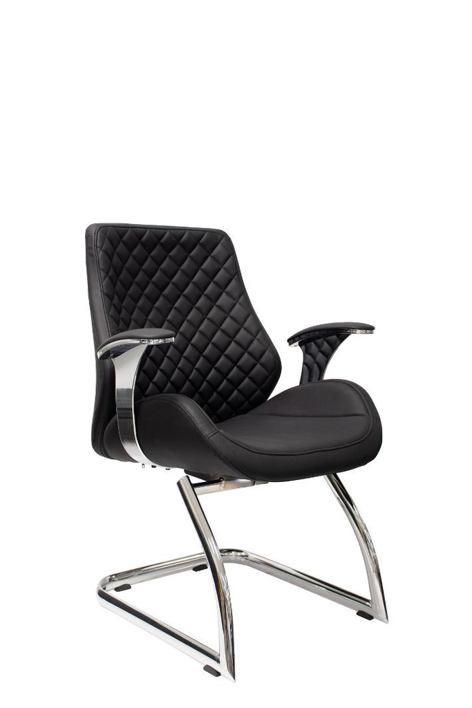 SILLA DE ESPERA STARKEN EN PIEL BLACK (YS-1107C)