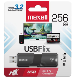 [PEN313] PEN DRIVE MAXELL FLIX 256GB USB 3.2 BLACK (348488)