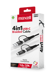 [CAB2883] CABLE MAXELL 3.9FT MULTI 4 IN 1 MICRO USB/LIGHTNING/USB-C (BC41-1.2M) (348646)