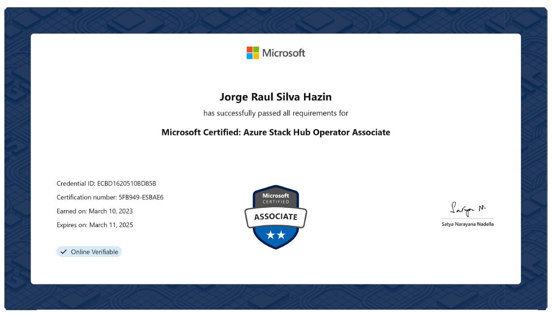 Microsoft Certified: Azure Stack Hub Operator Associate