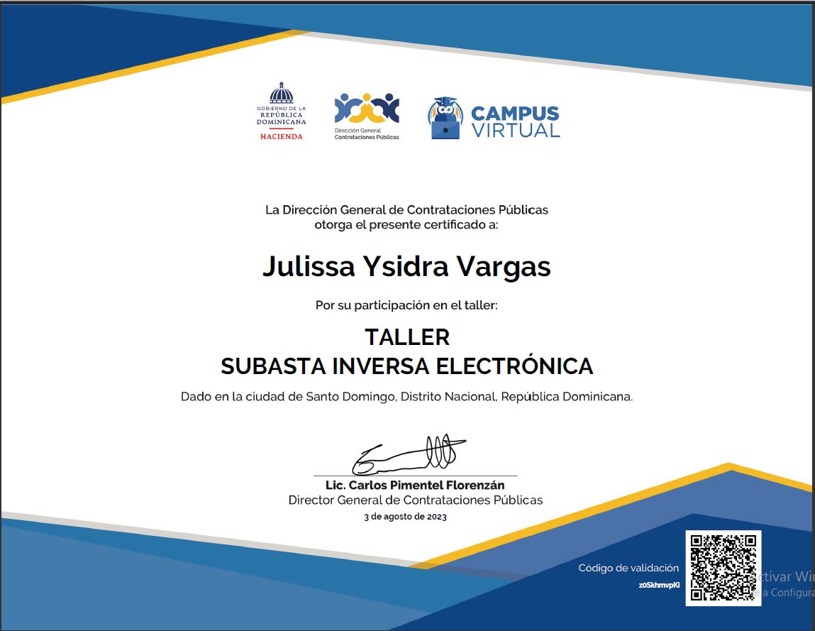 TALLER: SUBASTA INVERSA ELECTRÓNICA